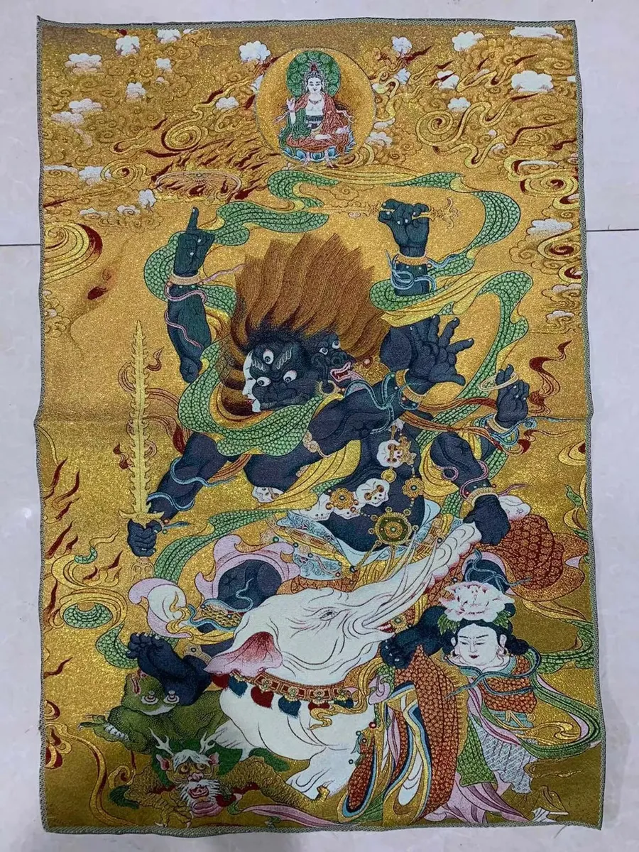 Тханка Махакала 60x90 см, религиозное панно, вышивка
