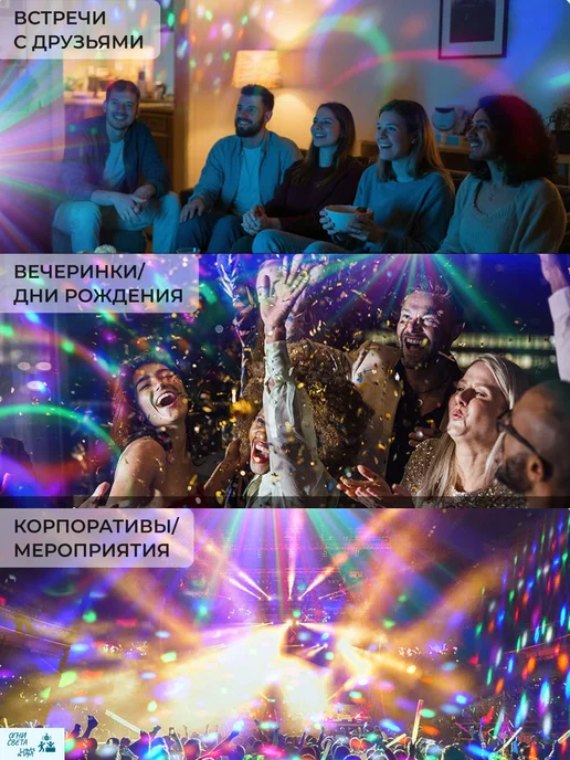 Огни света Lights of light Дискошар светомузыка стробоскоп для дома проектор 26, черный, фото 5