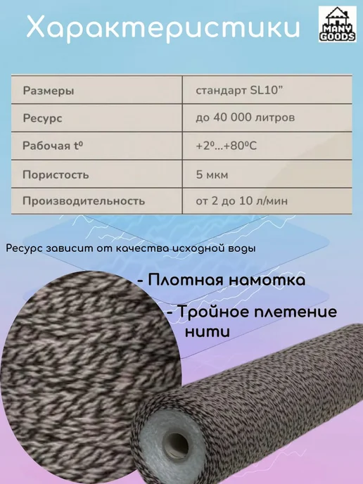 Картридж антибактериальный обезжелезивающий SL10 5 мкм, Картридж антибактериальный обезжелезивающий SL10, фото 3