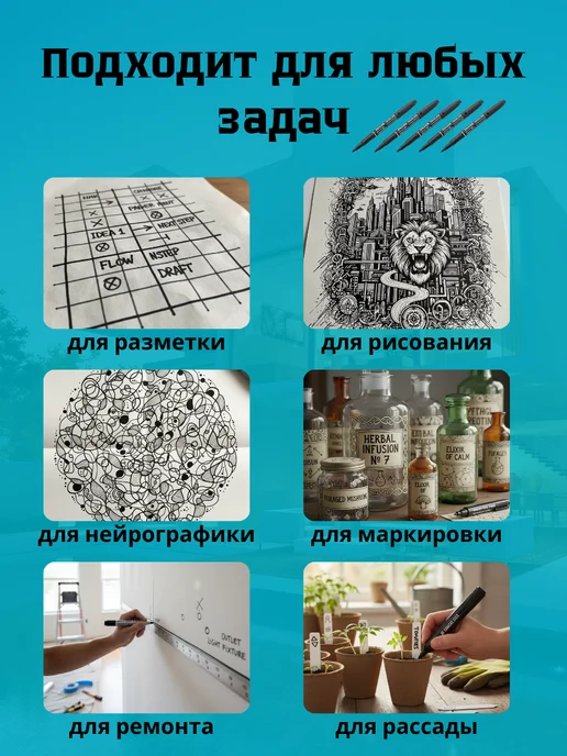 HERO Engine Маркер перманентный двусторонний, нестираемый, 10 шт, 10 шт, фото 4