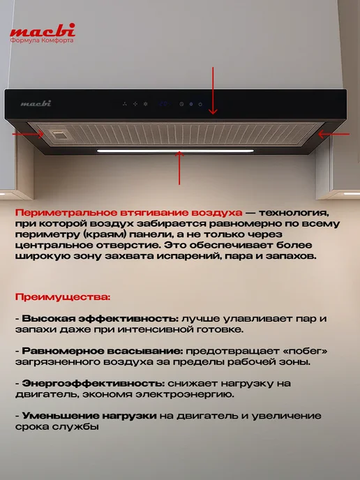 MACBI Вытяжка встраиваемая Perfa-60 G-S S, черный, фото 2