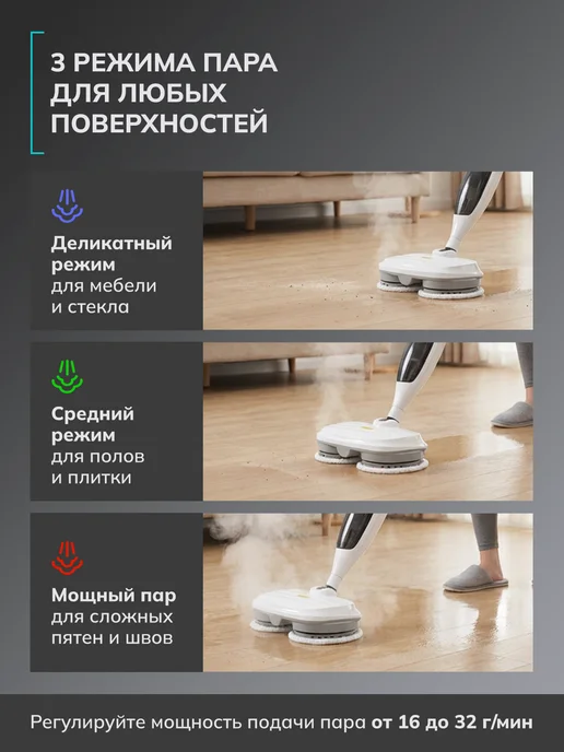 FELFRI Паровая швабра с насадками для дома FSC-001, белый, фото 3
