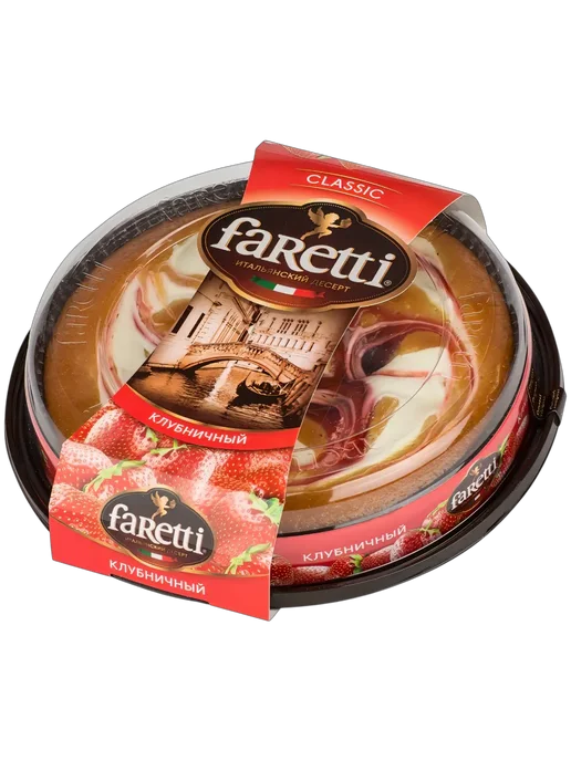 Пирожное бисквитное Faretti Classico клубничный, 350г 1шт, 350 г, 1 шт, фото 2