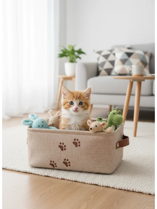 Стильная история Корзина для игрушек собак и кошек, коричневый, фото 3