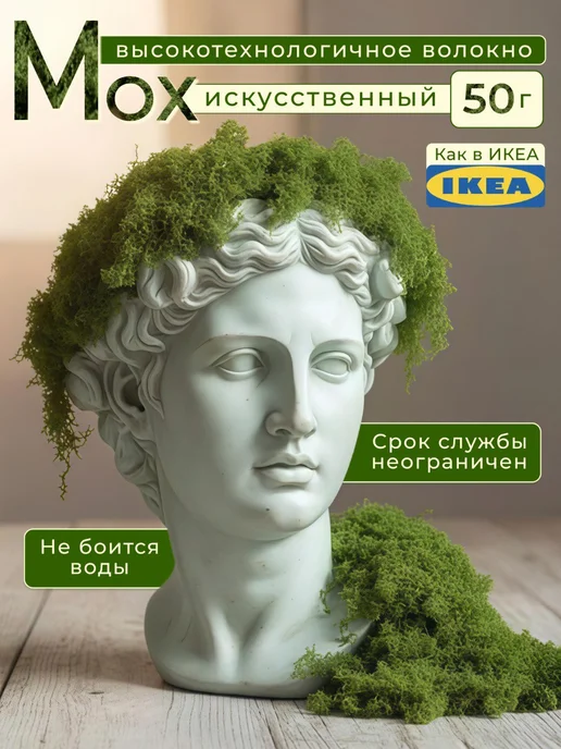 Цветы у Сережи Мох стабилизированный искусственный для декора 50 гр, 50 г