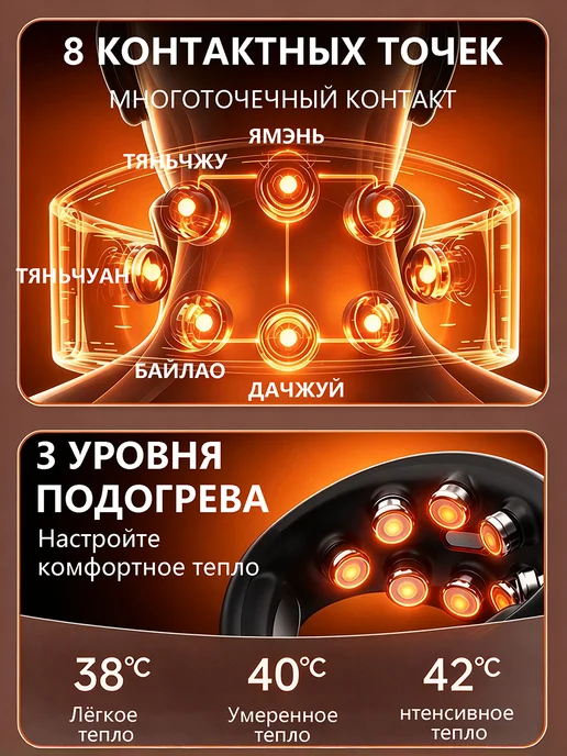 BOMIDI Массажер для шеи электрический импульсный с подогревом, синий, фото 5