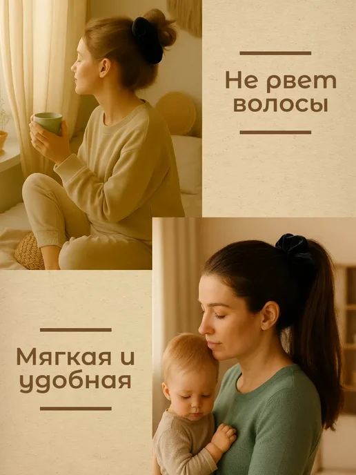 VAS collection Резинка для волос бархатная объемная, черный, фото 6