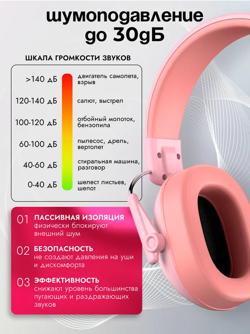 new bee Наушники противошумные пассивные защитные для детей, розовый, фото 8