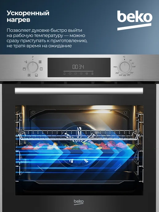 Beko Духовой шкаф электрический встраиваемый 72 л, 6 режимов, 72 л, фото 5