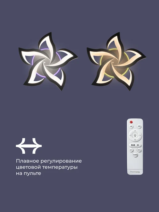 Homsly Люстра потолочная RGB 70 Вт, с пультом ДУ, ACL_048, 70 Вт, фото 4