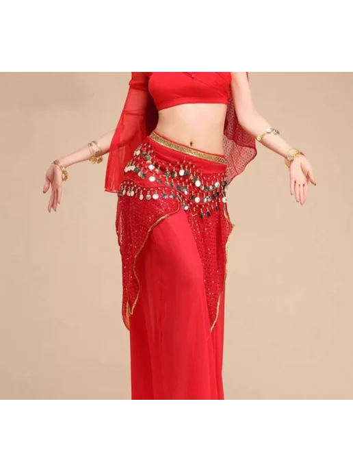 Пояса восточная для танцы живота, красный, фото 4