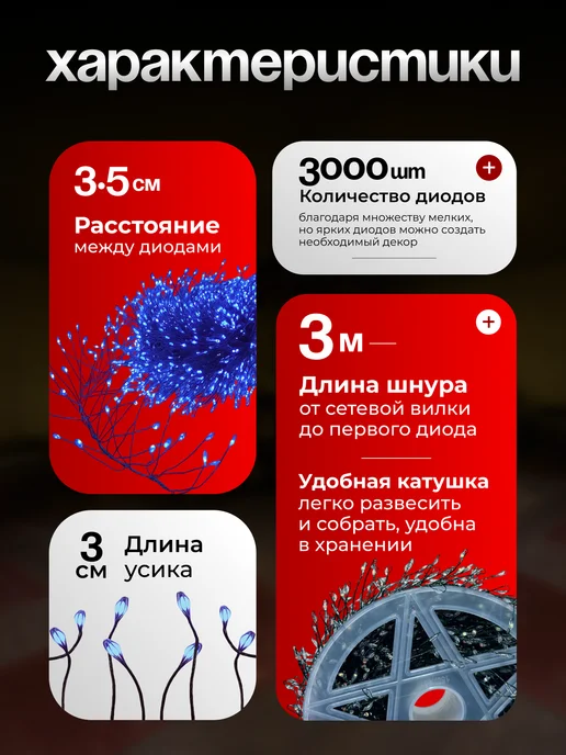 Уличная гирлянда роса Хвойная лапа 30М, 100 м, фото 8