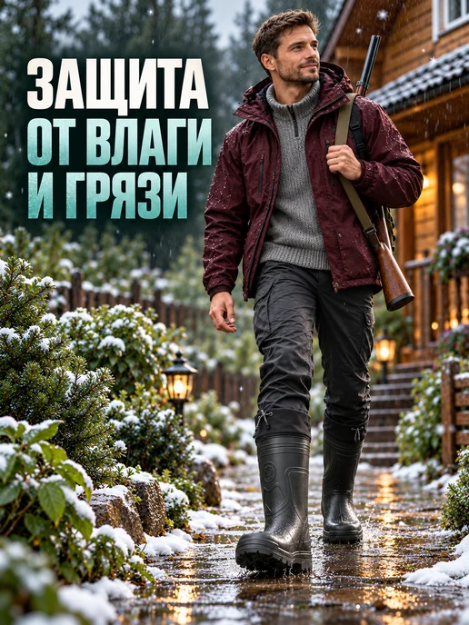 STEPWEEK Сапоги резиновые утепленные мужские, черный, фото 8