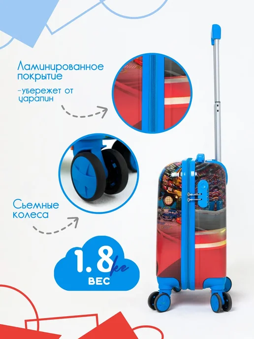 Чемодан на колесах для девочки, голубой, фото 2