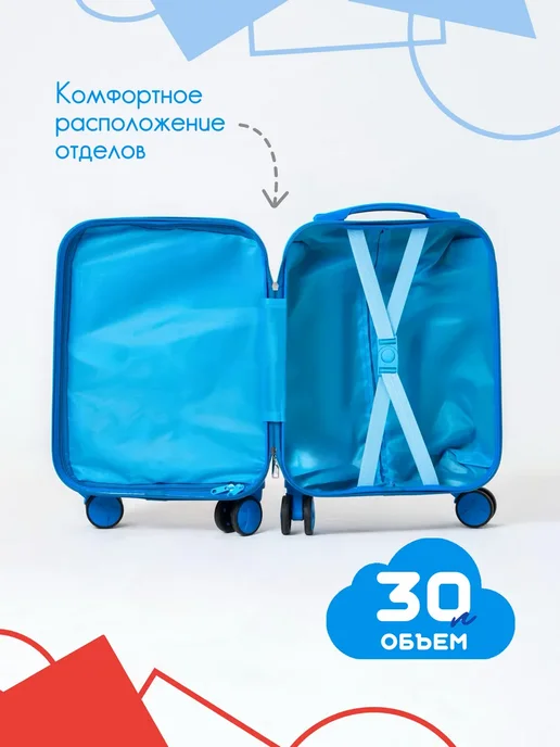 Чемодан на колесах для девочки, голубой, фото 3