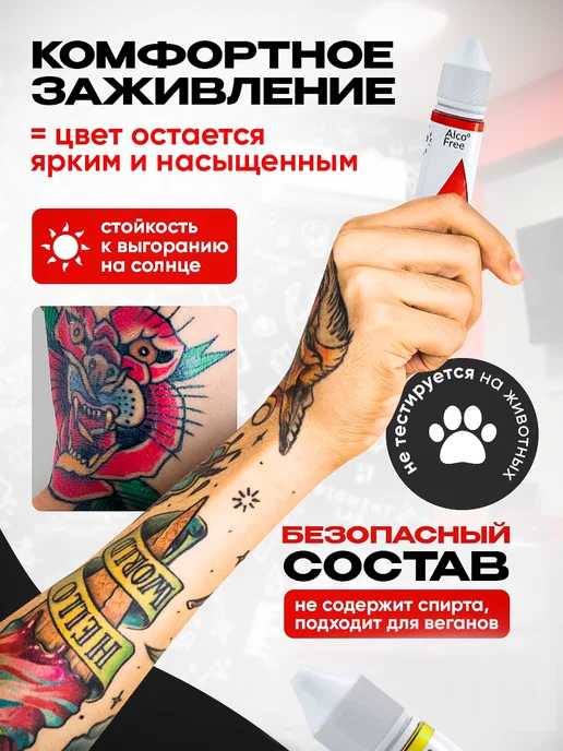 GALLERY TATTOO INK Пигмент краска для тату оранжевая Orange #2 (30 мл), 30 мл, фото 5