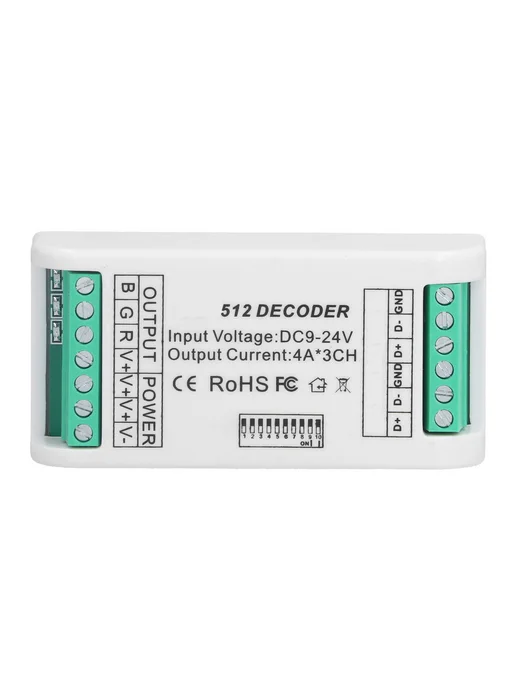 Контроллер DMX512 Декодер RGB RGBW DC12-24V 3 канала, 9-24В LED