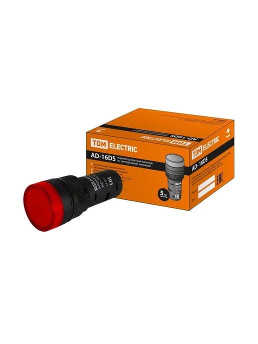 TDM Electric Лампа AD-16DS (LED) матрица d16мм желтый, 5 шт