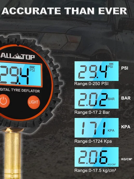 ALL-TOP Дефлятор, цифровой манометр автомобильный Off-Road, черный, фото 4