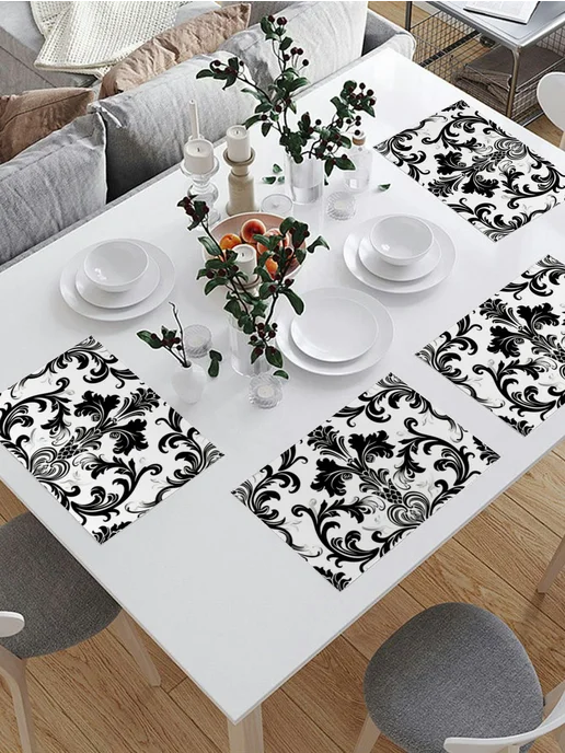 365home Плейсматы с фотопринтом 4шт. Черное и белое, 4 шт, фото 2