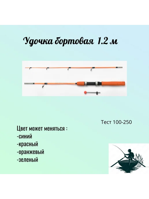 Удочка бортовая ( зеленая ) 1 м - 1 штука, 2 м