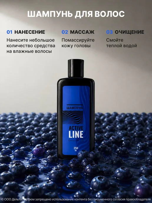 Delta Cosmetics Подарочный набор парфюмированный для душа ACTIVE LINE 2в1, черный, фото 6