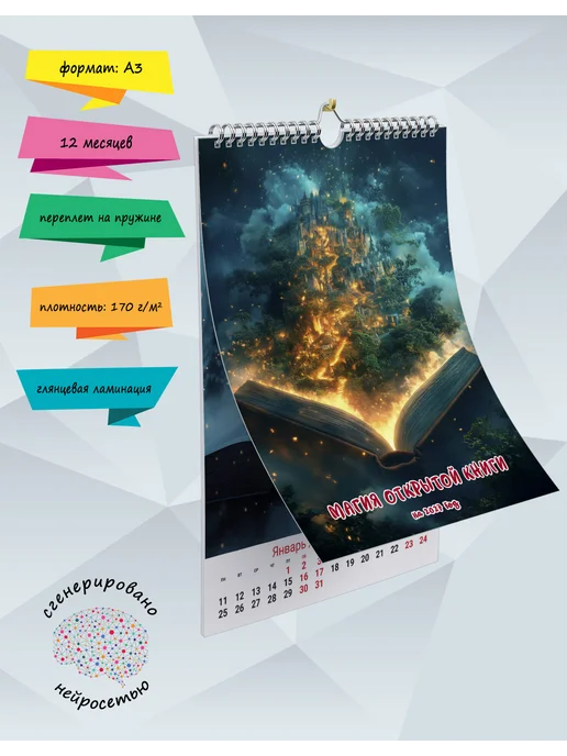 ЦентрМаг Календарь настенный, перекидной Магия открытой книги на 2027, вариант, фото 2