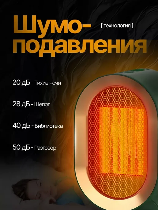 ТоварыHome Портативный обогреватель для дома тепловентилятор напольный, зеленый, фото 2