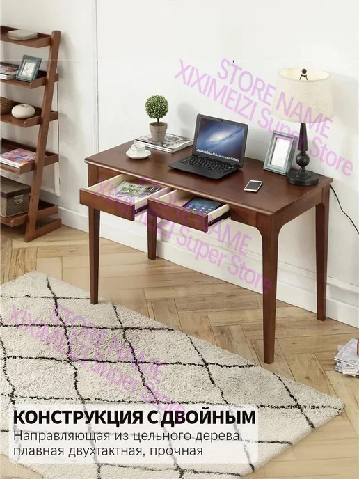 Простой студенческий письменный стол в спальне, коричневый, фото 7