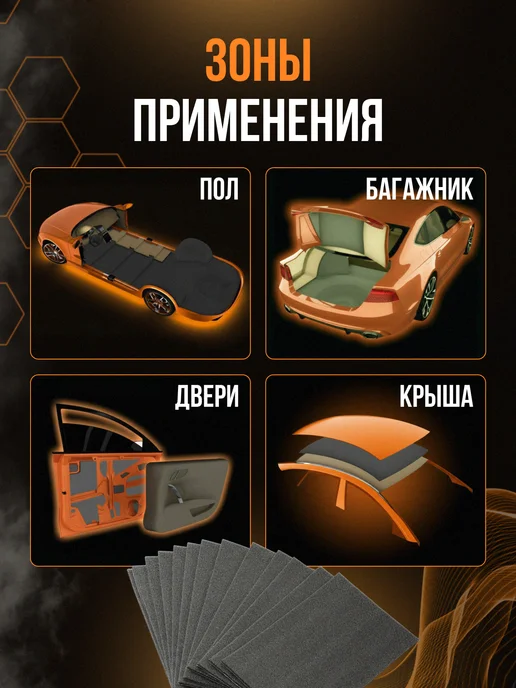 Silent Mat Шумоизоляция для автомобиля IMPACT 5 мм, 20 листов, 5 10, фото 5