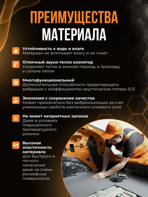 Silent Mat Шумоизоляция для автомобиля IMPACT 5 мм, 20 листов, 7 12, фото 4