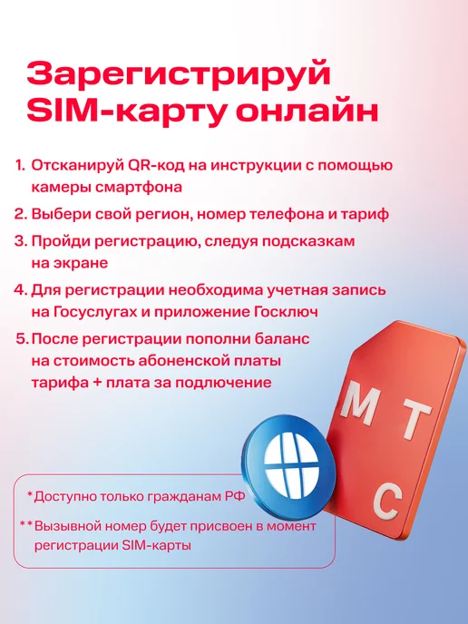 МТС SIM-карта Вся Россия, тариф на выбор, вариант, фото 2