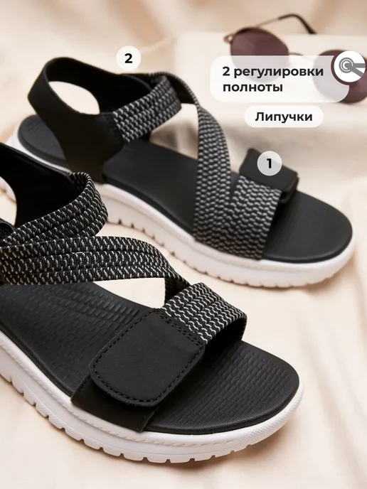 X-Plode Открытые босоножки сандалии текстильные, черный, фото 2