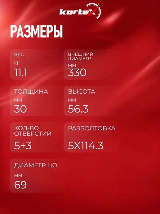 Kortex Тормозной диск 14- R18 4WD 145 R18 передний вентилируемый, вариант, фото 3