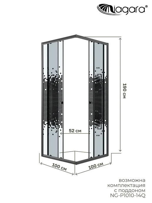 NIAGARA Душевая перегородка Eco NG-1010-14QBLACK, черный, фото 3