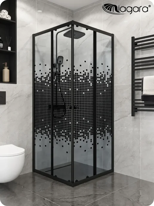 NIAGARA Душевая перегородка Eco NG-1010-14QBLACK, черный, фото 4