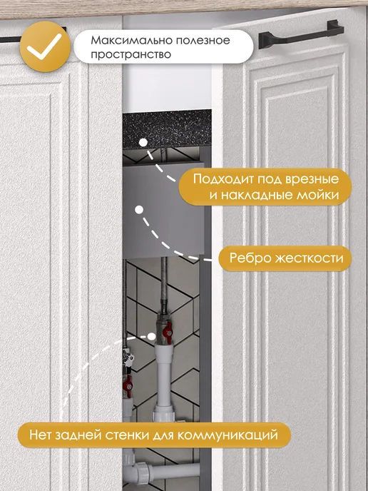 ИНТЕРЬЕР ЦЕНТРис Кухонный гарнитур Александра модуль под мойку ШНМ 600, серый, фото 2