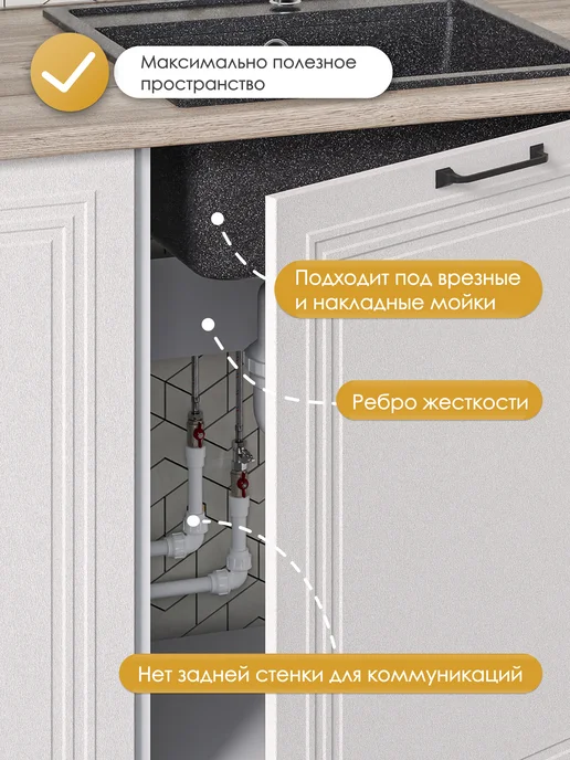 ИНТЕРЬЕР ЦЕНТРис Кухонный гарнитур Александра модуль под мойку ШНМ 600-1, серый, фото 2