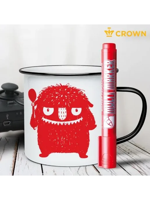 CROWN Маркер перманентный "Multi Marker" коричневый, 3 мм, 3 шт, 12 шт, фото 4