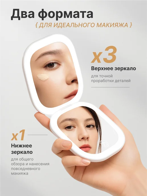 Rowhome Зеркало карманное с подсветкой подарок женщине, вариант, фото 4