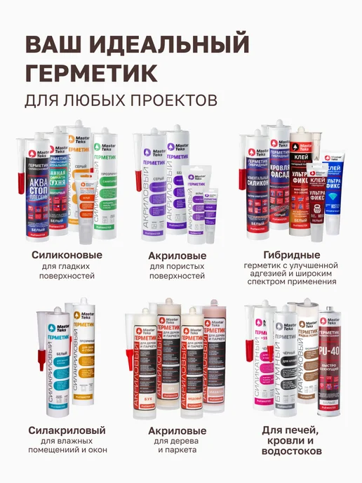 MasterTeks Герметик акриловый общестроительный 600 мл белый, 600 мл, фото 8