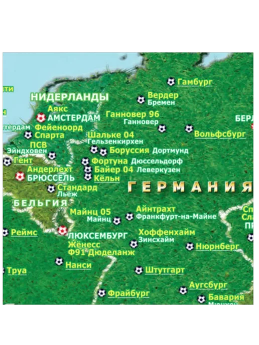 АГТ Геоцентр Футбольная карта Европы 58х41 см в пластиковой ламинации, 58x41 см, фото 3
