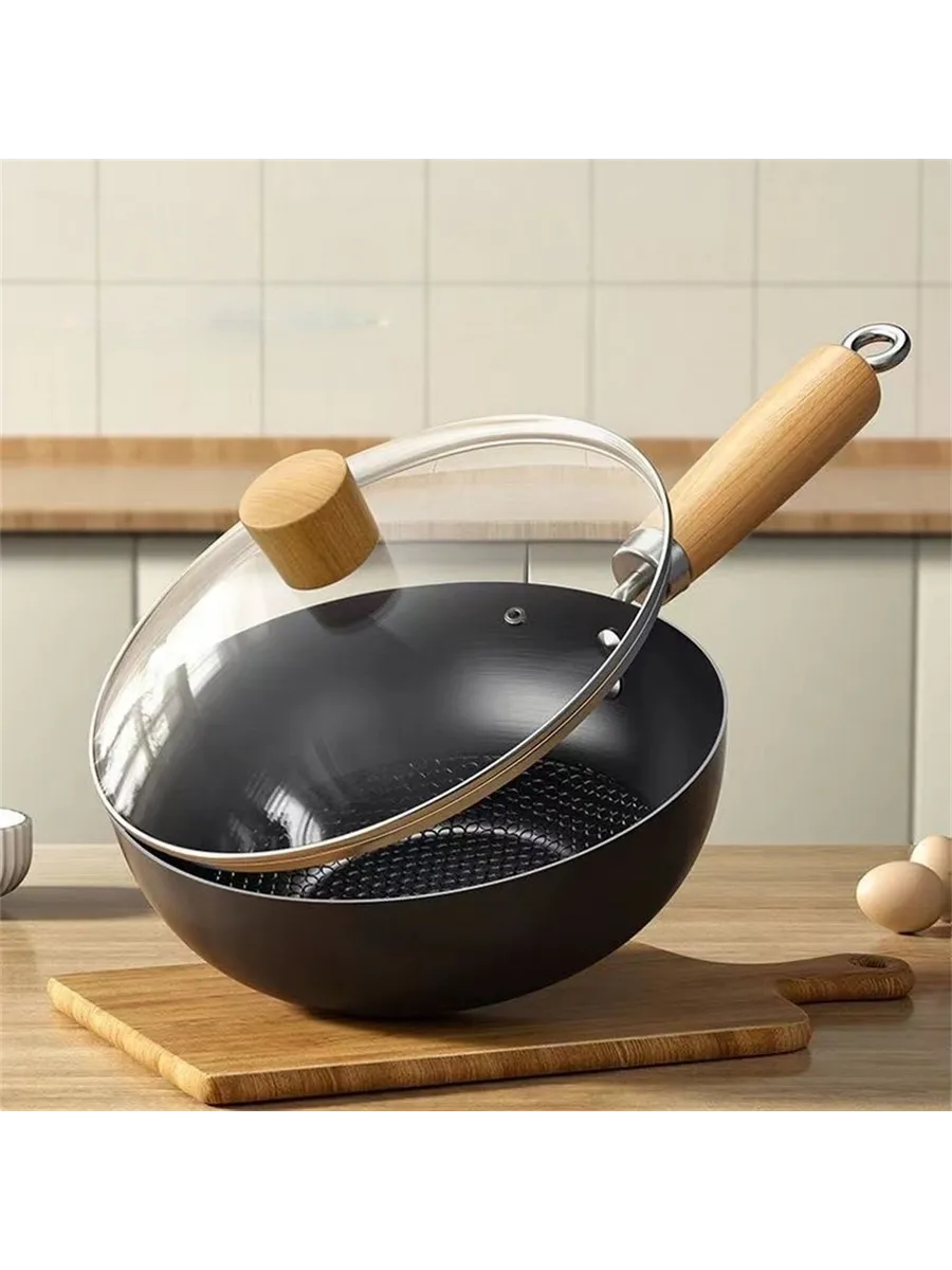 Сковорода с Антипригарным покрытием для Кухни Wok Iron Pots