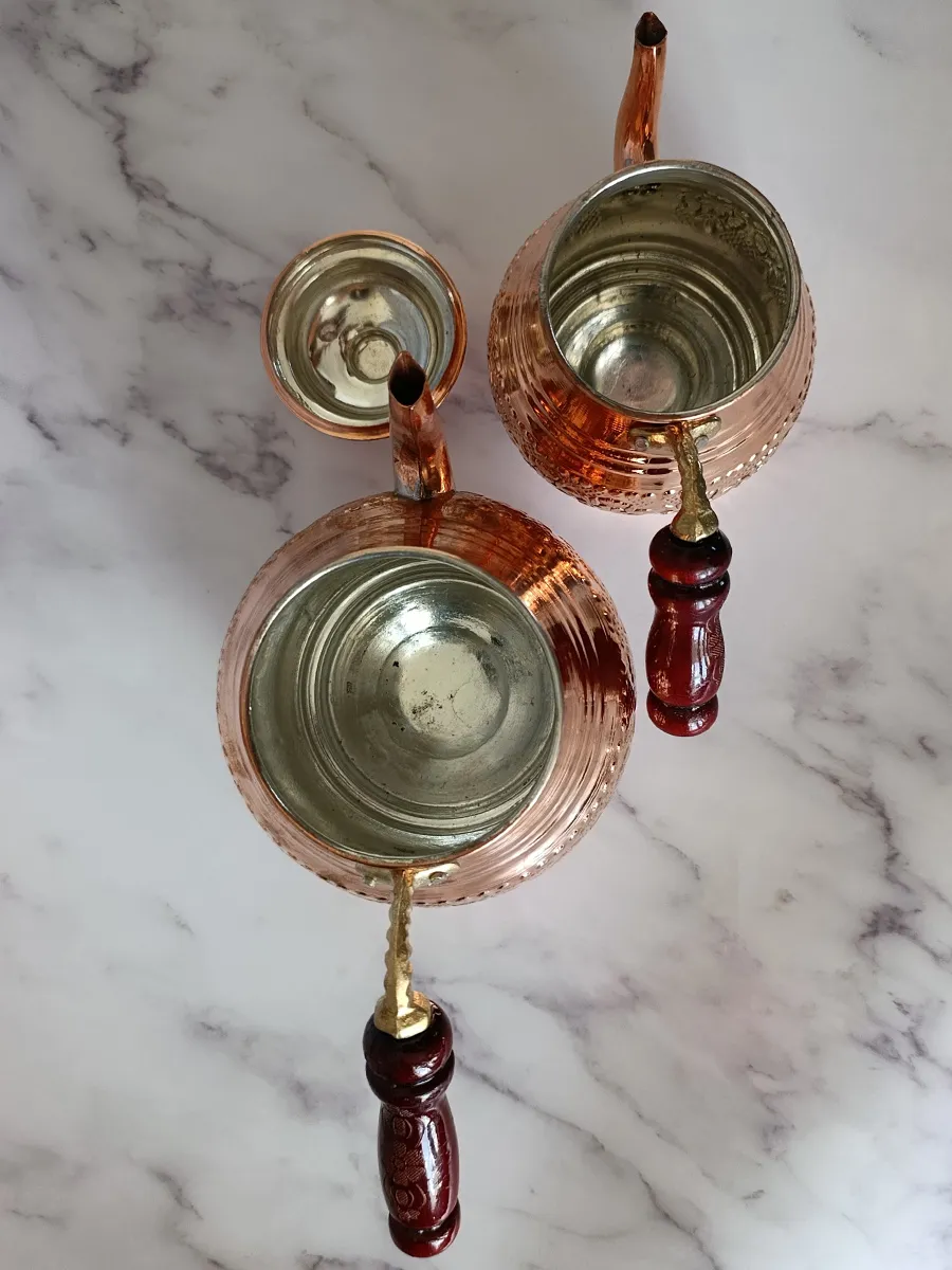 Çift Katlı Bakır Demlik, El Yapımı 900 ml + 1800 ml, Türkiye 2