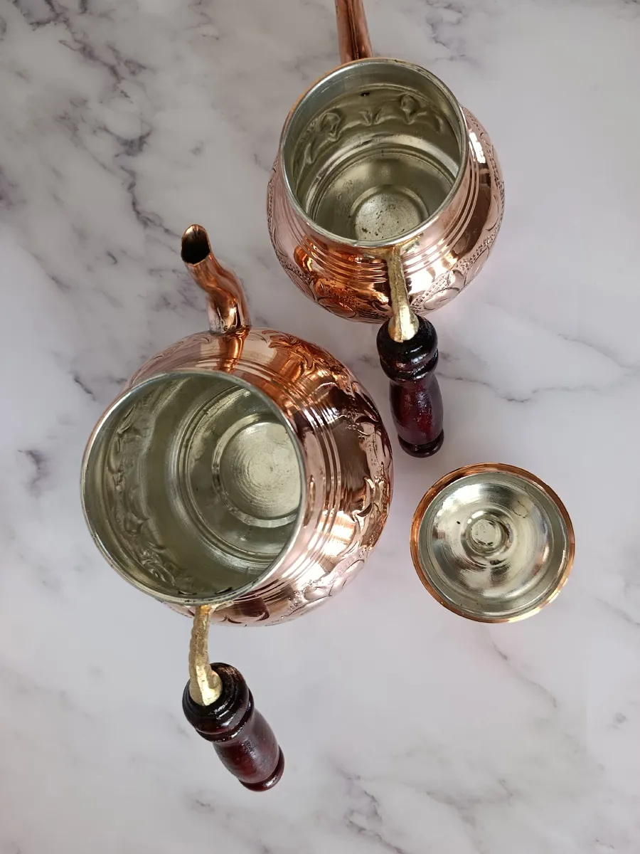 Çift Katlı Bakır Demlik, El Yapımı 900 ml + 1800 ml, Türkiye 2