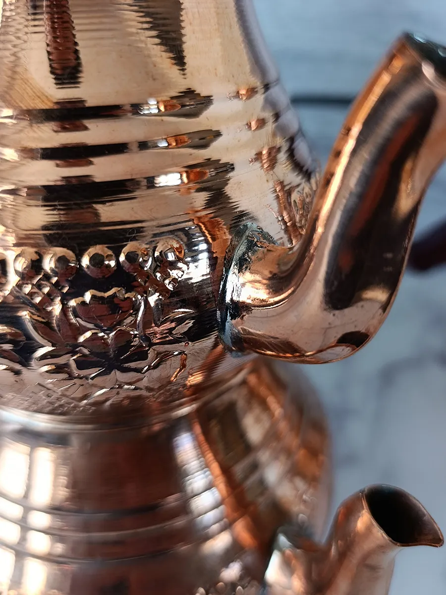 Çift Katlı Bakır Demlik, El Yapımı 900 ml + 1800 ml, Türkiye 3