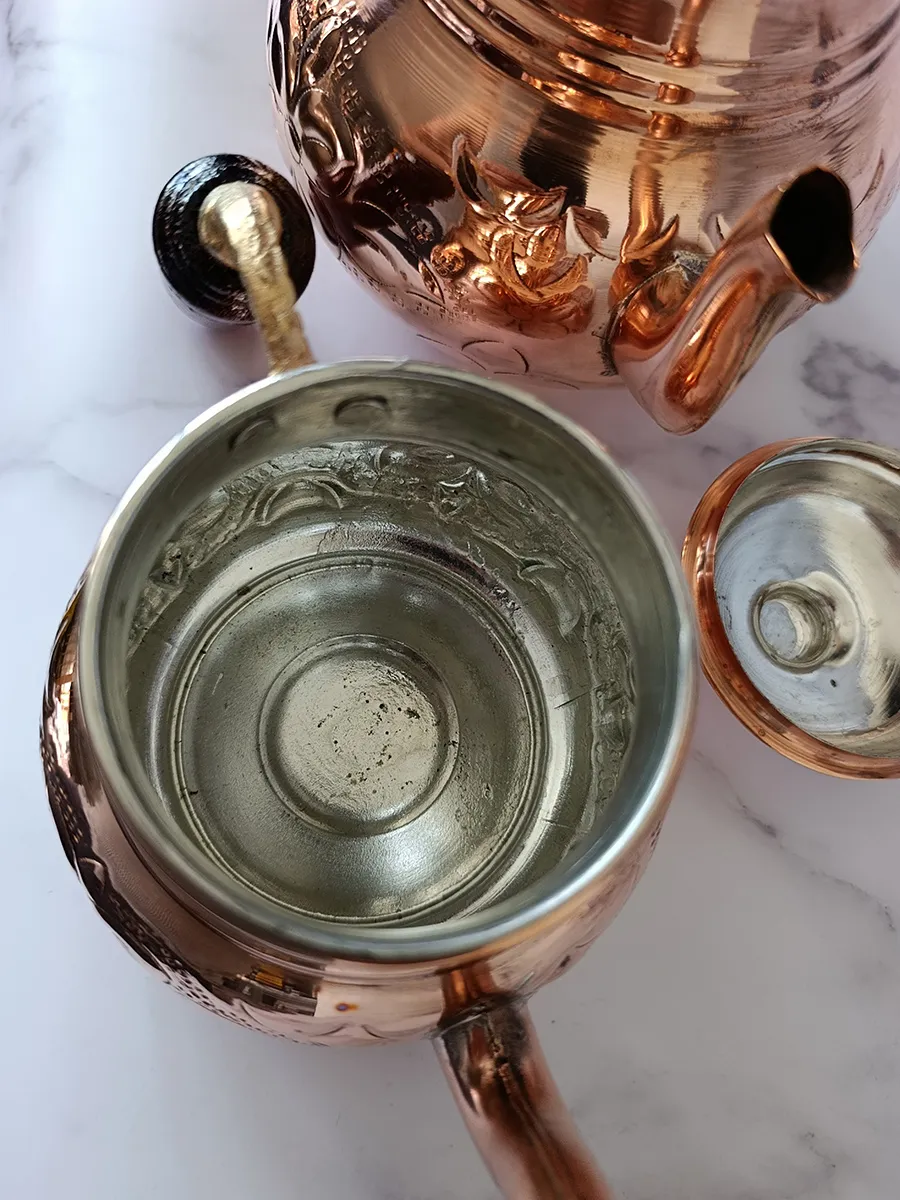 Çift Katlı Bakır Demlik, El Yapımı 900 ml + 1800 ml, Türkiye 4