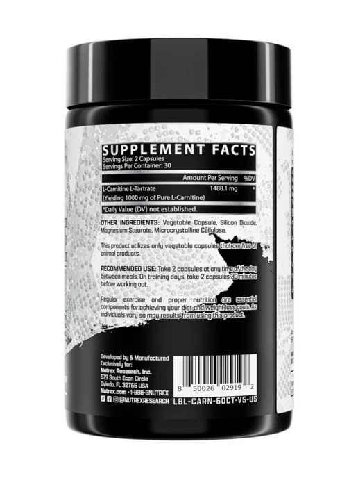 Nutrex L-карнитин L-Carnitine 1000 60к Жиросжигатель, вариант, фото 3