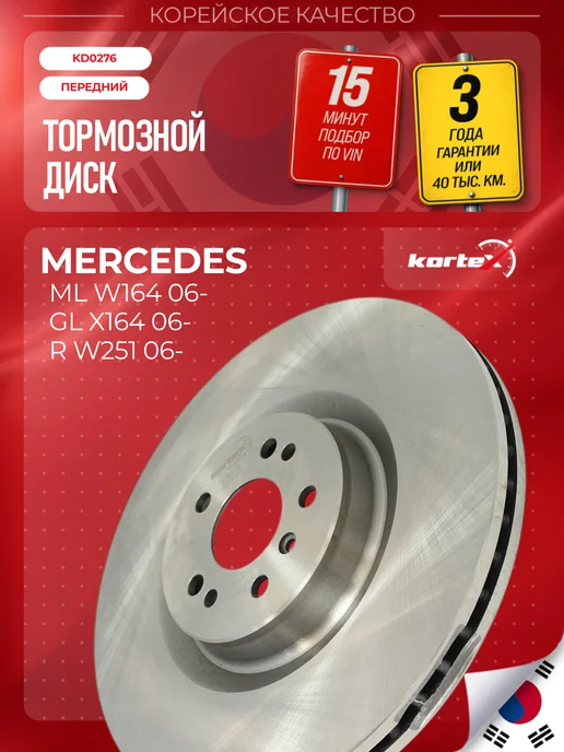 Kortex Тормозной диск ML W164 GL X164 передний вентилируемый, Тормозной диск GL X164