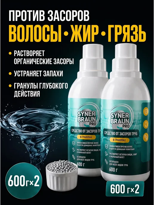 Средство от засоров труб антизасор, набор